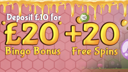 Get 20 free spins on Reel Rush plus £20 bingo bonus at Bumble bingo
