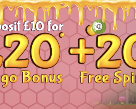Get 20 free spins on Reel Rush plus £20 bingo bonus at Bumble bingo