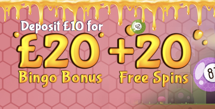 Get 20 free spins on Reel Rush plus £20 bingo bonus at Bumble bingo